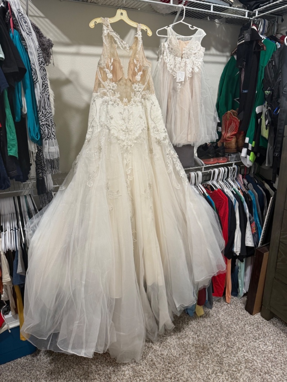👰‍♀️ David’s Bridal Wedding Gown + Matching Flower Girl Dress & Veil 👰‍♀️ - Picture 2 of 10